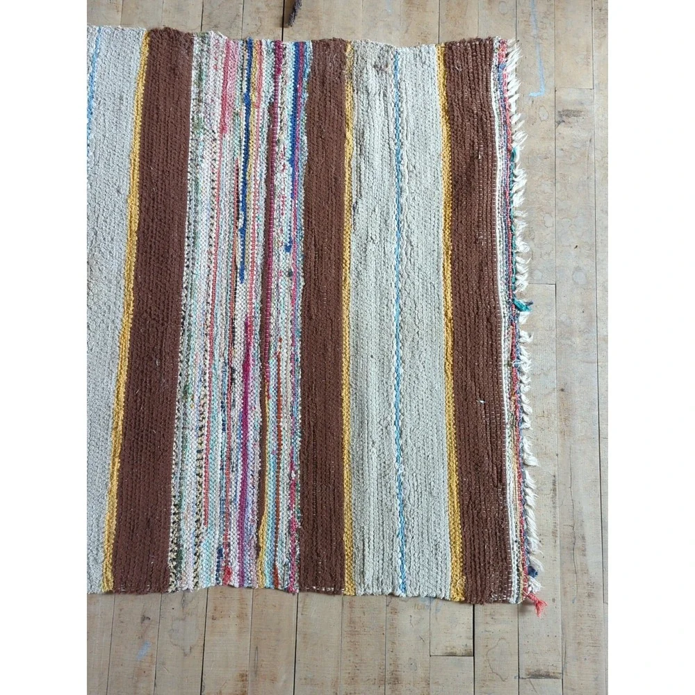 Antique Imported‎ Swedish Hand Made Rag Rug Runner (29.5